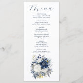 Menu Dusty Blue et Navy Floral Mariage élégant (Dos)