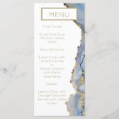 Menu Dusty Blue et Or moderne Agate (Devant)