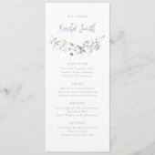 Menu Dusty Blue Fleur sauvage Boho Mariage Nom d'hôte (Devant)