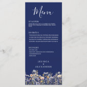 Menu Dusty Blue Fleurs sauvages Formal Elegant Mariage  (Devant)