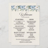 Menu Dusty Blue Floral Country Wedding Réception (Devant / Derrière)