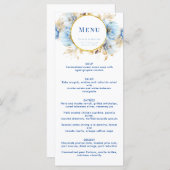 Menu Dusty Blue Floral Mariage or (Devant / Derrière)