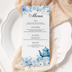 Menu Dusty Blue Floral Tea Party
