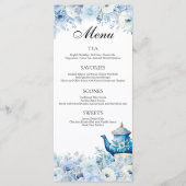 Menu Dusty Blue Floral Tea Party (Devant)