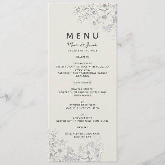 Menu Dusty Blue Mariage (Devant)