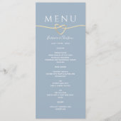Menu Dusty Blue Mariage avec Gold Rope Heart (Devant)