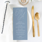 Menu Dusty Blue | Mariage de monogramme de filigrane de