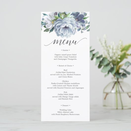 Menu Dusty Blue Mariage - Menus Mariage (Debout devant)