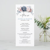 Menu Dusty Blue Mauve Rose rose ardoise Mariage floral (Debout devant)