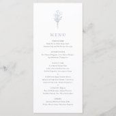 Menu Dusty Blue Minimalist Floral Bouquet Mariage (Devant)