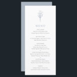 Menu Dusty Blue Minimalist Floral Bouquet Mariage<br><div class="desc">Ajoutez une touche d'élégance à votre événement avec notre carte de menu personnalisable, avec un bouquet floral dans l'art de la ligne minimaliste. Parfait pour les mariages, diplômes, anniversaires, et plus encore. Adaptez votre carte de menu à votre événement en customisant le texte et les couleurs arrière - plans pour...</div>