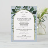 Menu Dusty Blue Moderne Boho Arch Feuille botaniques (Debout devant)