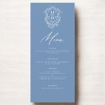 Menu Dusty Blue Monogramme Elégante Réception De Mariag<br><div class="desc">Présentant notre menu minimaliste Mariage moderne noir et blanc, un ajout raffiné et élégant à votre paysage de table mariage qui équilibre parfaitement design contemporain avec sophistication intemporelle. Conçus avec précision et un oeil pour une esthétique minimaliste, ces menus sont conçus pour élever votre expérience culinaire et laisser une impression...</div>