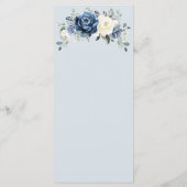 Menu Dusty Blue Navy Champagne Ivory Floral Mariage (Dos)