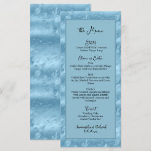 Menu Dusty Blue Silver Marble Parties scintillant 4x9 M