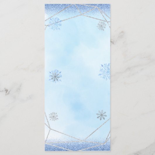Menu Dusty Blue Silver Snowflake Noël Mis Xv Años (Dos)