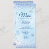 Menu Dusty Blue Silver Snowflake Noël Mis Xv Años (Devant / Derrière)