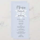 Menu Dusty Blue Snowflake Mariage d'hiver (Devant / Derrière)