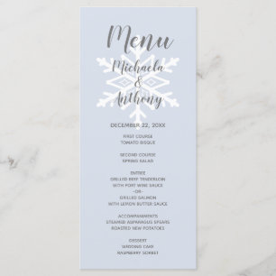 Menu Dusty Blue Snowflake Mariage d'hiver