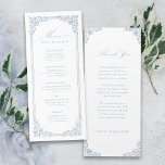 Menu Dusty Blue Vintage Frame Elegant Script Mariage<br><div class="desc">Elégant design vintage de cadre décoratif bordé avec script élégant dans la couleur bleue poussiéreuse,  simple et classique,  grands menus mariages pour mariage classique moderne,  mariage vintage romantique,  et mariage traditionnel formel. Voir toutes les pièces correspondantes dans la collection.</div>