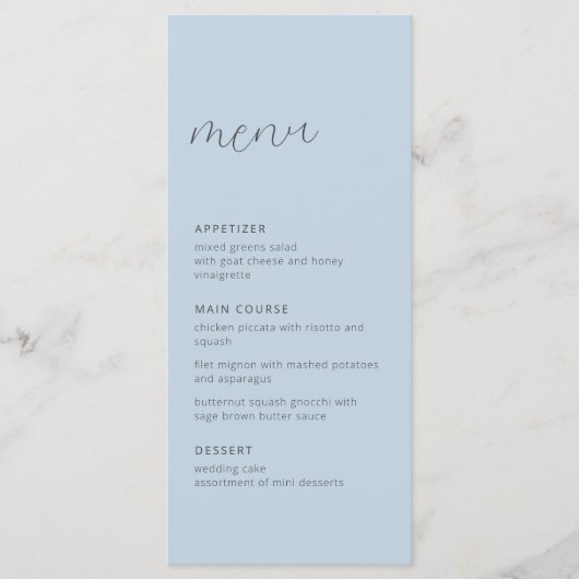 Menu Dusty Blue Wedding Reception (Voorkant)