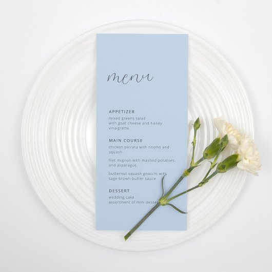 Menu Dusty Blue Wedding Réception Menu