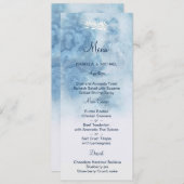 Menu Dusty Blue Winter Script Calligraphie White Branch (Devant / Derrière)