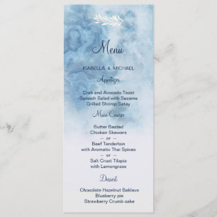 Menu Dusty Blue Winter Script Calligraphie White Branch