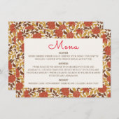 Menu Dusty Brunt Orange Peony Flowers Mariage de automn (Devant / Derrière)