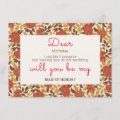 Menu Dusty Brunt Orange Peony Flowers Mariage de automn (Devant)