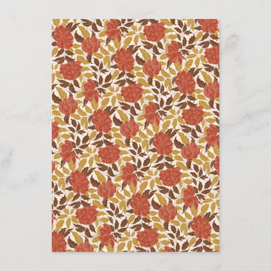 Menu Dusty Brunt Orange Peony Flowers Mariage de automn (Dos)