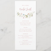 Menu Dusty Fleur sauvage rose Boho Mariage Nom d'hôte (Devant)