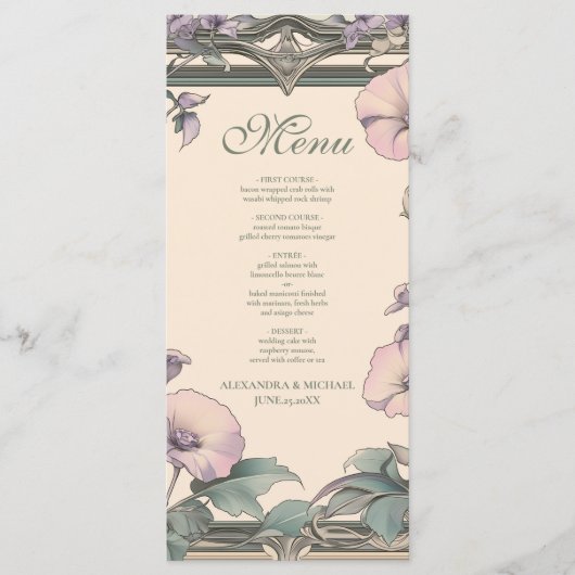 Menu Dusty Lavender Frame mariage (Devant)