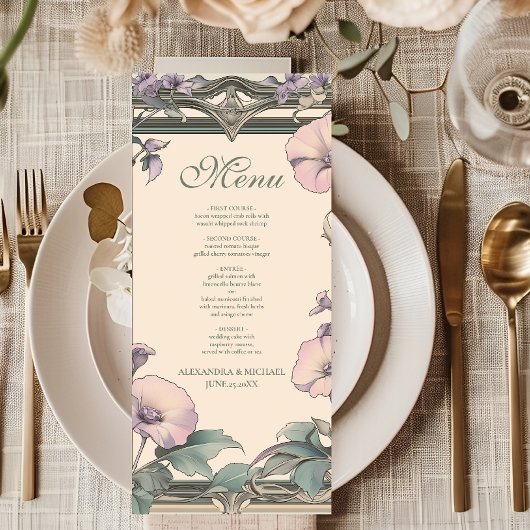 Menu Dusty Lavender Frame mariage