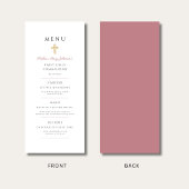 Menu Dusty Pink Religious Cross Girl First Communion