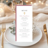 Menu Dusty Pink Religious Cross Girl First Communion