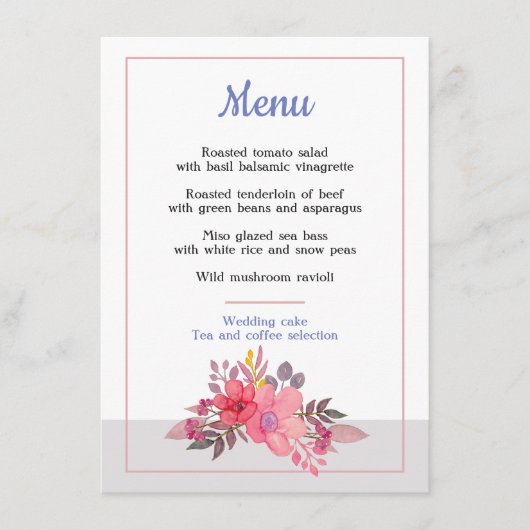 Menu Dusty Pinks (Voorkant)