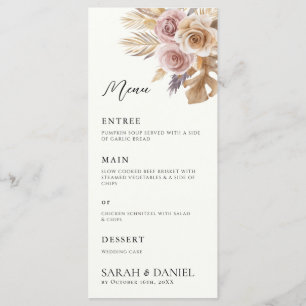 Menu Dusty Rose Floral Wreath Mariage
