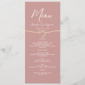 Menu Dusty Rose Gold Rope Mariage de coeur (Devant)