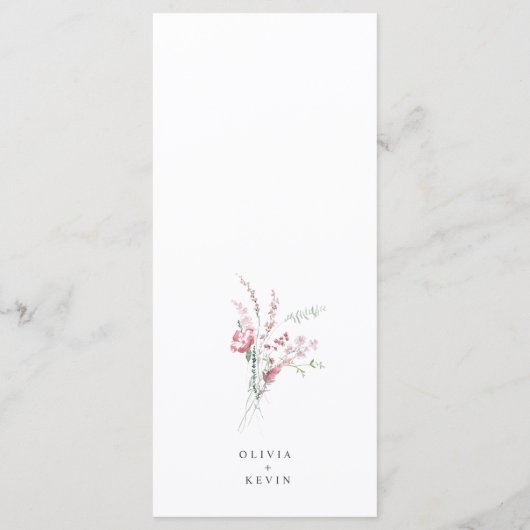 Menu Dusty Rose rose Fleur Fleur Fleur Mer Mariage Flor (Dos)