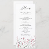 Menu Dusty Rose rose Fleur Fleur Fleur Mer Mariage Flor (Devant / Derrière)