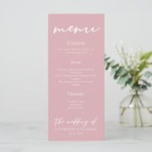 Menu Dusty Rose rose Typographie Mariage Dîner (Debout devant)