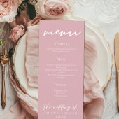 Menu Dusty Rose rose Typographie Mariage Dîner