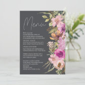 Menu Dusty rose violet Floral Mariage romantique (Debout devant)
