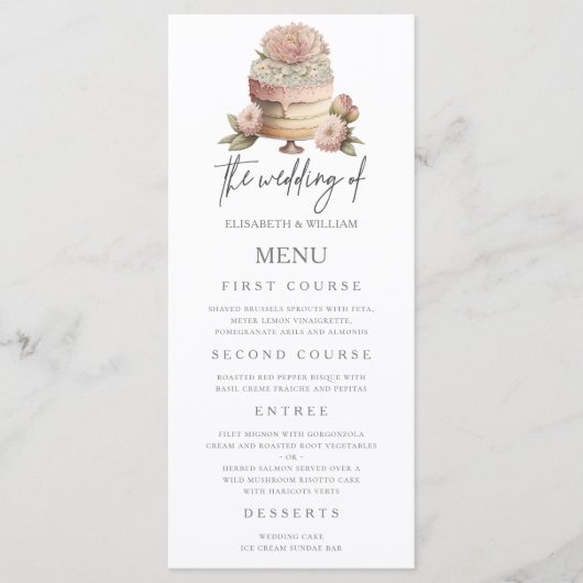 Menu Eau de mariage du jardin (Devant)