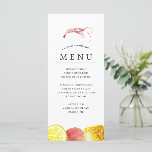 Menu Ébullition de crevettes | Gris à thème d'ébullitio (Debout devant)