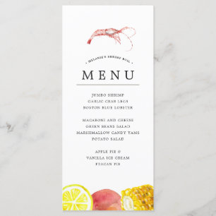 Menu Ébullition de crevettes Thème fruits de mer gris