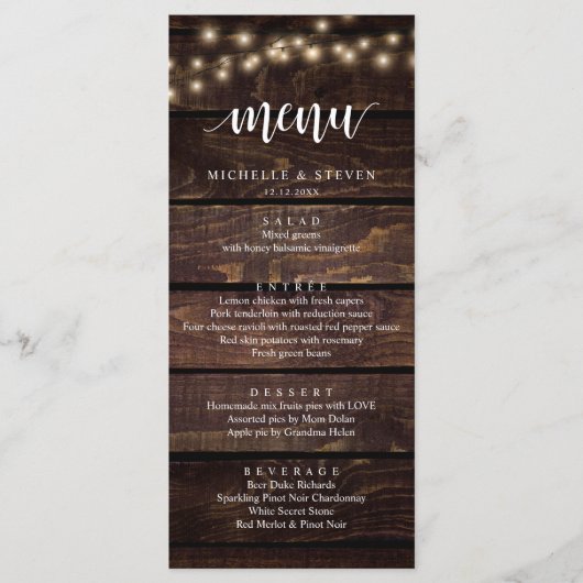 Menu Éclairage À Chaîne Brown Kraft Mariage Eloping Dîn (Devant)