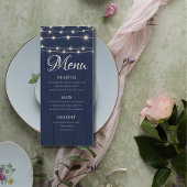 Menu Éclairage à cordes rustiques Mariage en bois bleu 