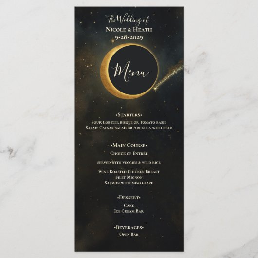 Menu Éclipse de poussière d'étoile dorée Mariage célest (Devant)